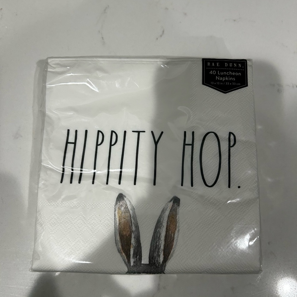 Rae Dunn White "Hippity Hop" Easter Luncheon Napkins